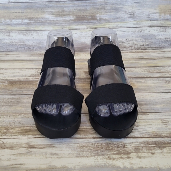 Report by Signature Broc Elastic Strappy Platform Sandals Women's Size 7.5 Black - Picture 2 of 10